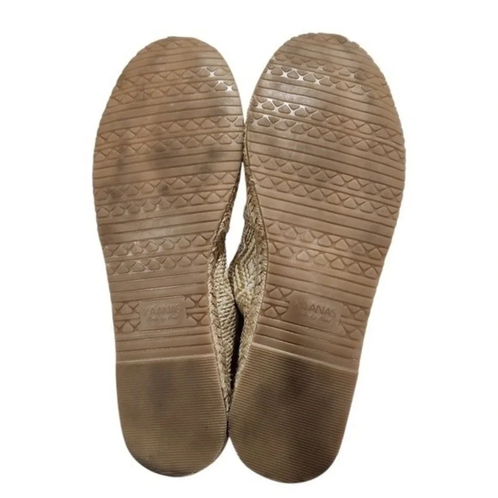 KAANAS Espadrille Flats Women 39 Gold Woven Geometric Boho Chic Metallic Slip on